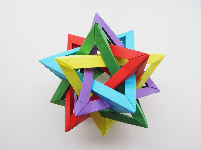 Diy Selbstmontage Kit Origami 5 Sich Kreuzenden Tetraeder Kit Regenbogen Farbe Papier Handwerk Diy Origami Kit Basteln