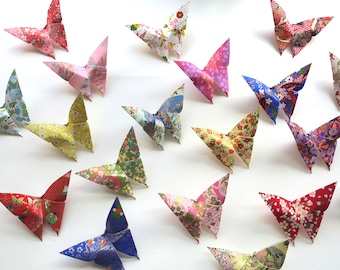 Pack of 5 Large Yuzen Washi Paper Origami Butterflies, Decoration, Wedding, Birthday, Wall Sticker,Window Display, Custom