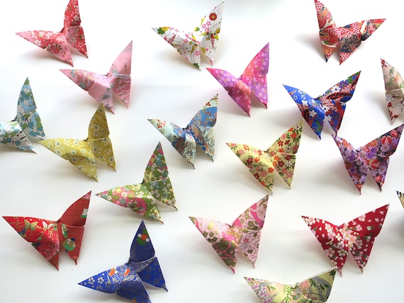 Pack of 5 Large Yuzen Washi Paper Origami Butterflies, Decoration, Wedding,  Birthday, Wall Sticker,window Display, Custom 