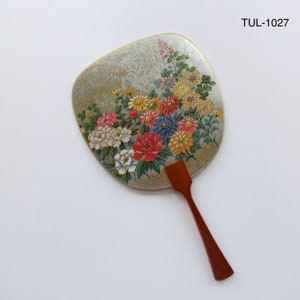 Tarjeta de felicitación de Uchiwa-fan, flores, gloria de la mañana, peonía, violeta azul, clemátide, platycodon, regalo de Navidad, regalo para el Día de la Madre.