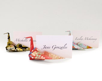 Handmade Origami Crane Place Card Holder: Japanese Washi Paper Wedding Decor