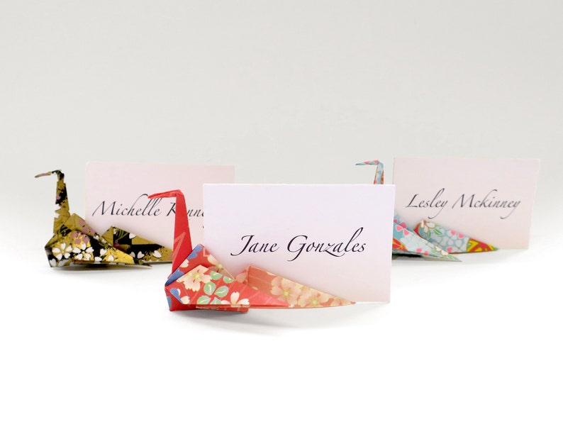 Handmade Paper Origami Crane Place Card Name Holder Japanese Etsy