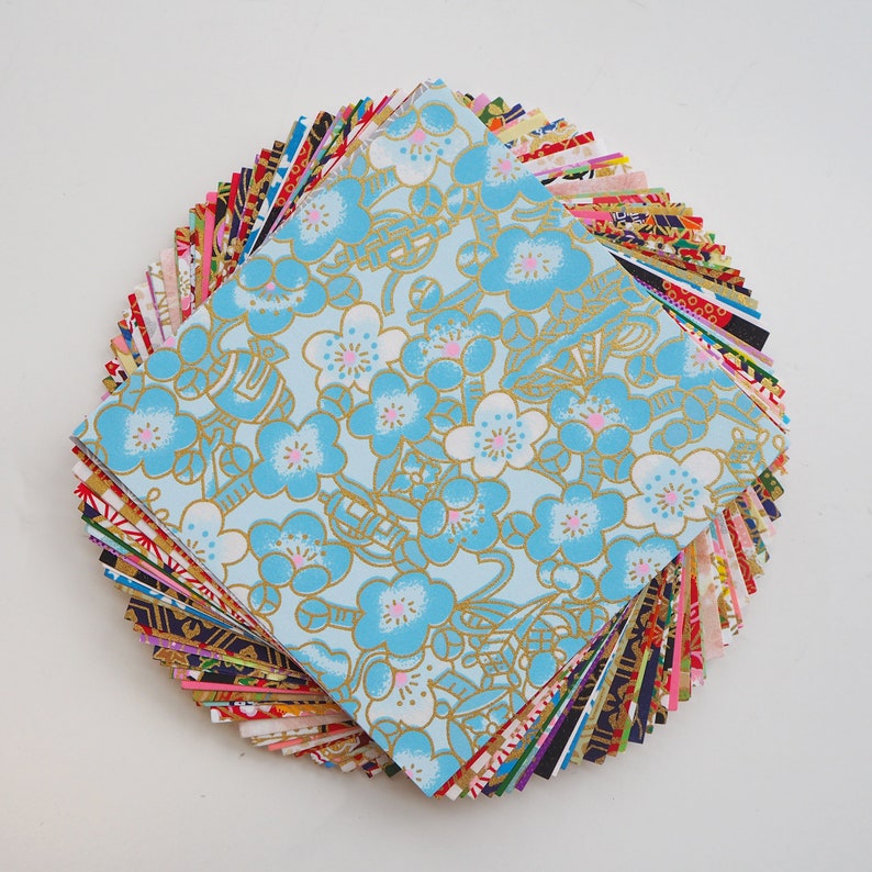 100 Sheets 9x9cm Origami Paper, Mixed Patterns, Japanese Yuzen Washi Paper image 2