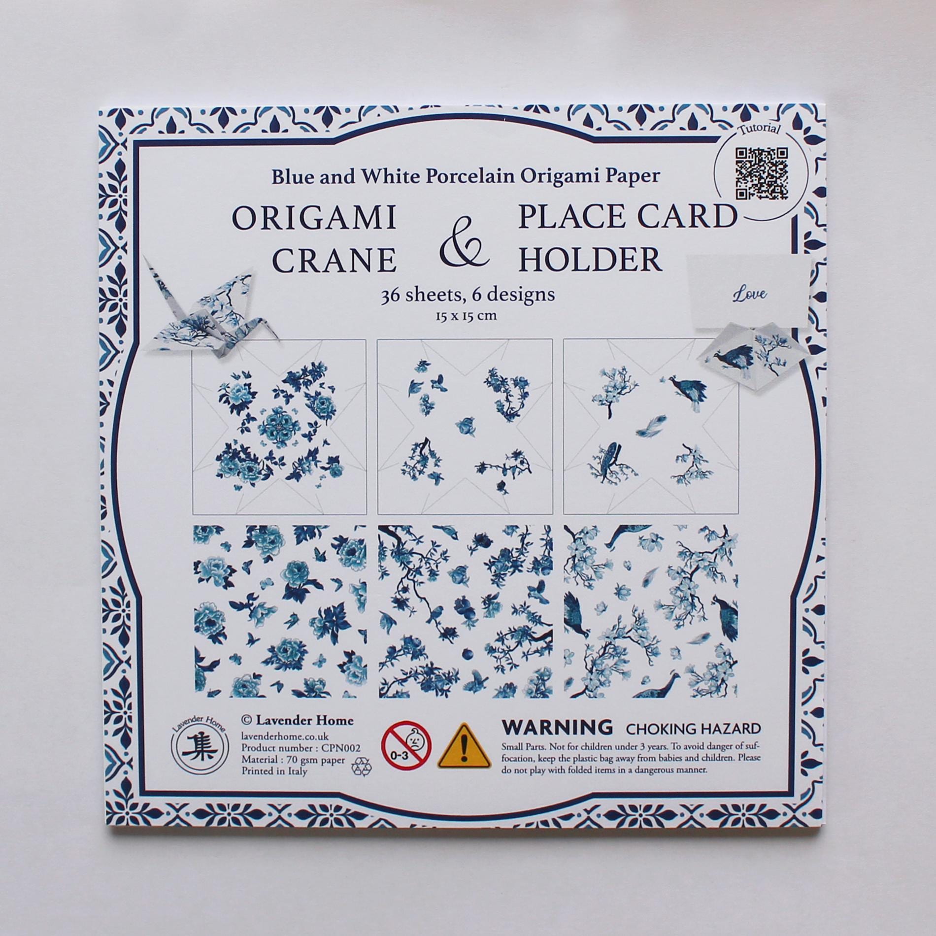 Blue and White Porcelain Origami Paper Pack Vol. 1 15x15cm, image size:1900x1900