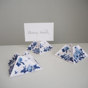 Origami Platzkartenhalter - Blau&Weiß Porzellan