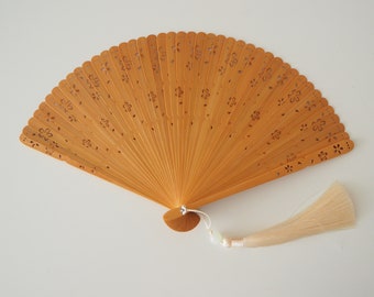 Wooden Folding Fan - Natural Bamboo Sakura