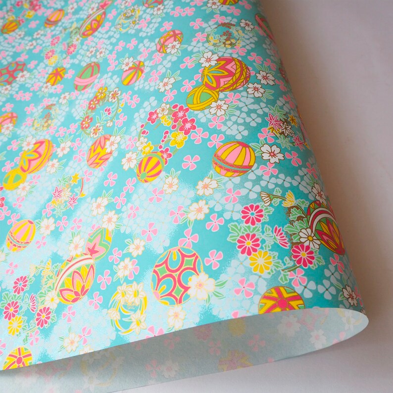 Wrapping Paper Blue Japanese Yuzen Washi Bookbinding Etsy