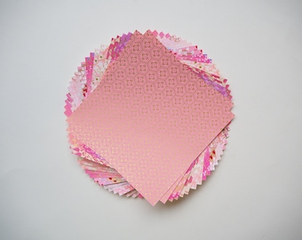 20 Sheets Pink Themed Colours Washi Origami Paper Mixed Pack 14x14cm