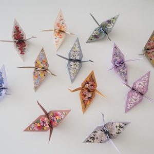 Pack of 12 Flower Origami Cranes, Decorations, Wedding Favours,