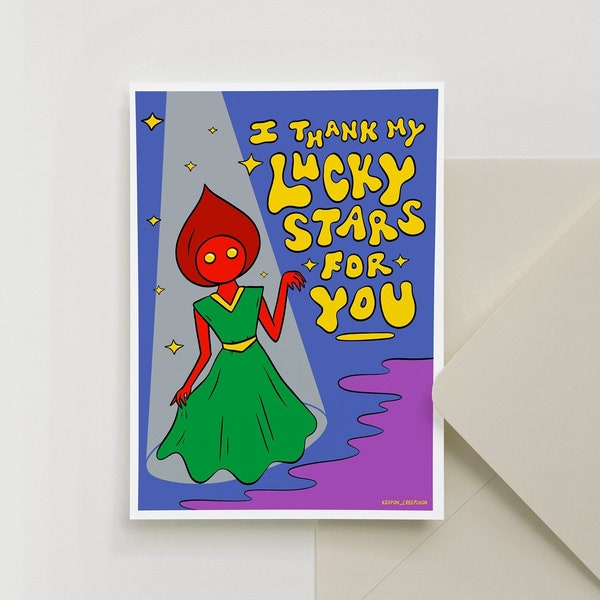 Thank My Lucky Stars Flatwoods Monster Valentine greeting card