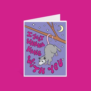 Possum Hang Out Valentine greeting card