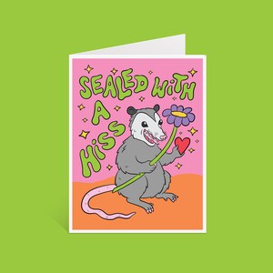 Possum Hiss Valentine greeting card