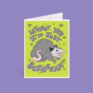 Possum Scream Valentine greeting card