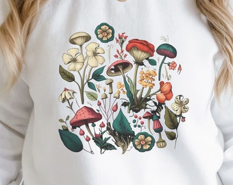 Vintage Mushroom Cottagecore Style Sweatshirt, Botanical Shirt, Mushroom shirt, nature shirt, vintage plant shirt, botanical tee
