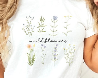 Wildflower Tshirt, Wild Flowers Shirt, Floral Tshirt, Flower Shirt, Gift for Women, Ladies Shirts, Best Friend Gift