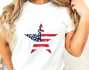 Flag Star Patriotic Short Sleeve Tee