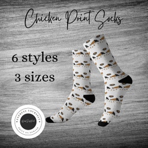 Chicken Print Socks, Funny Womens, Mens Socks, Youth Socks, Funky Socks, Funny Socks, Farmer Socks