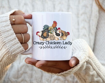 Personalized Crazy Chicken Lady Mug - Funny Chicken Gift - Chicken Lover Coffee Mug - Chicken Tea Cup - Chicken Mom