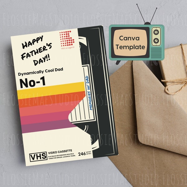 VHS Card Template, Editable Template, Canva Template, Nostalgic Card Template,  Greeting Card Template