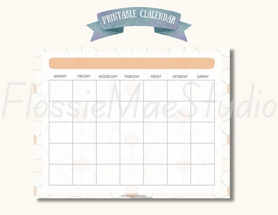cute daisy printable calendar template pdf digital template etsy