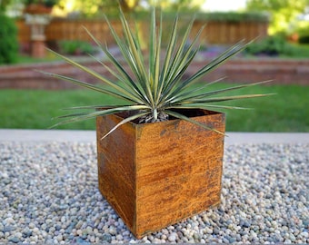 Super Duty Raw Steel Planter, Cube - Made in USA