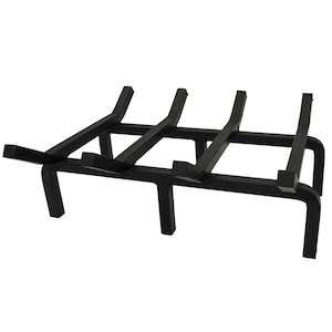 May include: Black metal fireplace grate with four curved bars and four legs.