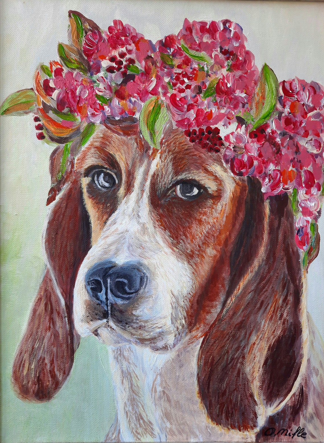 Paintings original Entryway decor Dog portrait Dog wall art | Etsy