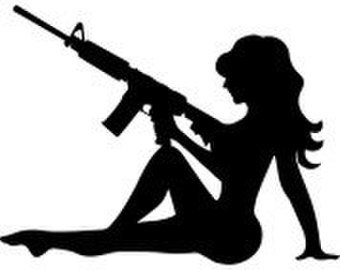Gangsta Pinup Girl Gun Vinyl Decal Sticker Gangster Woman Assault Rifle