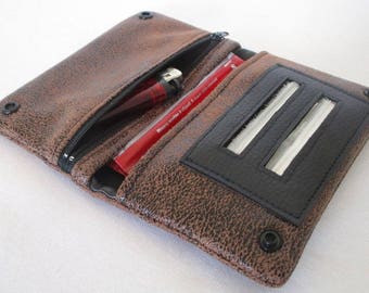 Tobacco joke, tobacco pouch in ebony suede effect imitation leather