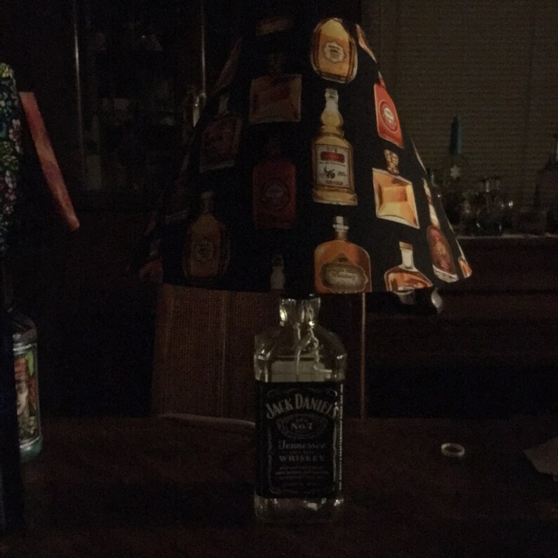 Repurposed upcycled Man Cave Rustic decor Alcohol Large Jack Daniels Bottle Lamp Fathers Day