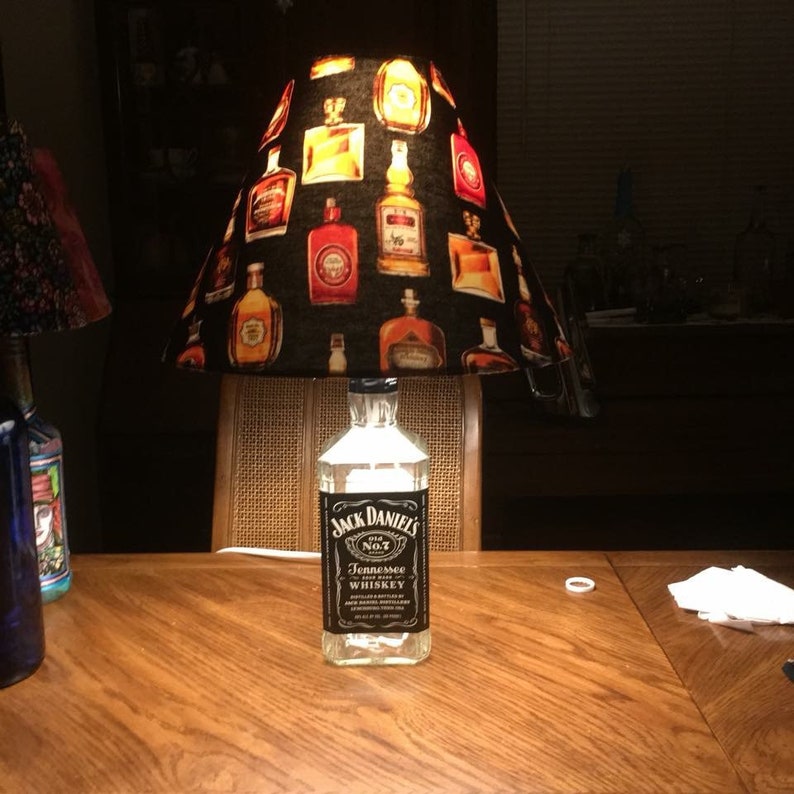 Repurposed upcycled Man Cave Rustic decor Alcohol Large Jack Daniels Bottle Lamp Fathers Day