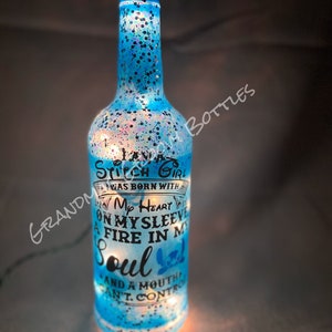 Handmade Stitch Girl light up bottle