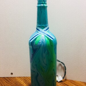 Green water color light up bottle
