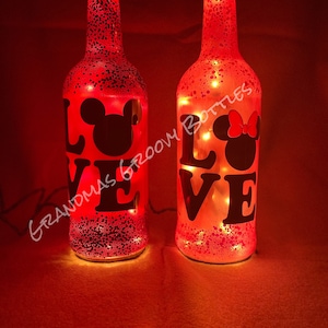Lámparas iluminadas de Mickey y Minnie hechas a mano