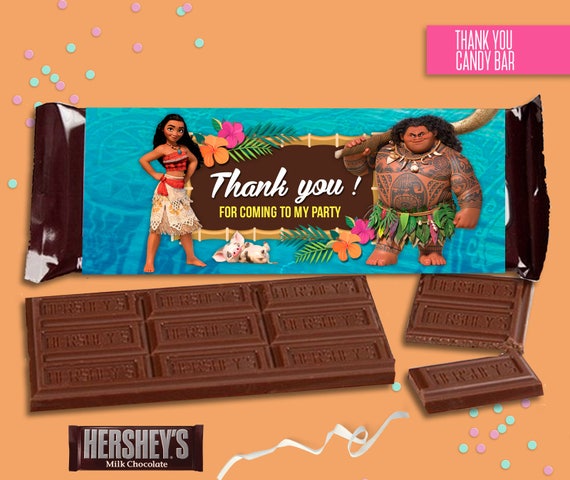 moana candy bar wrappers 1 55 ozchocolate bar birthday party etsy
