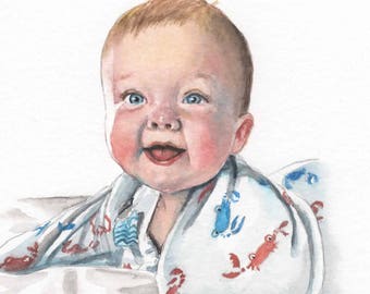 Custom Watercolor Portraits, Originals and Prints, Custom Art, Mother's Day Gift