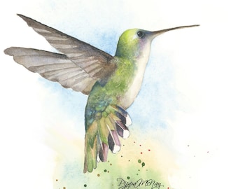 Watercolor Print of Hummingbird Giclee print of Hummingbird Bird Lover Print