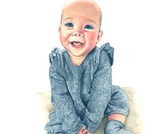 Custom Watercolor Portrait, Custom Original Hand Painted Watercolor Portrait Painting, Custom Art, Watercolor, Gift Idea, Mother's Day Gift