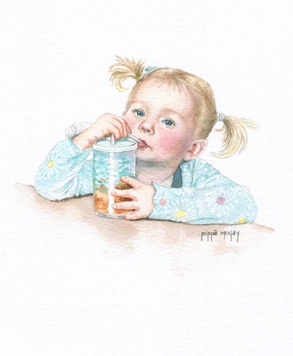 Custom Watercolor Portrait, Custom Art, Children's Portrait, Hand Painted, Christmas Gift, Personalized, Painting, Mother's Day Gift
