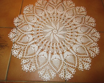 Round white doily handmade crochet