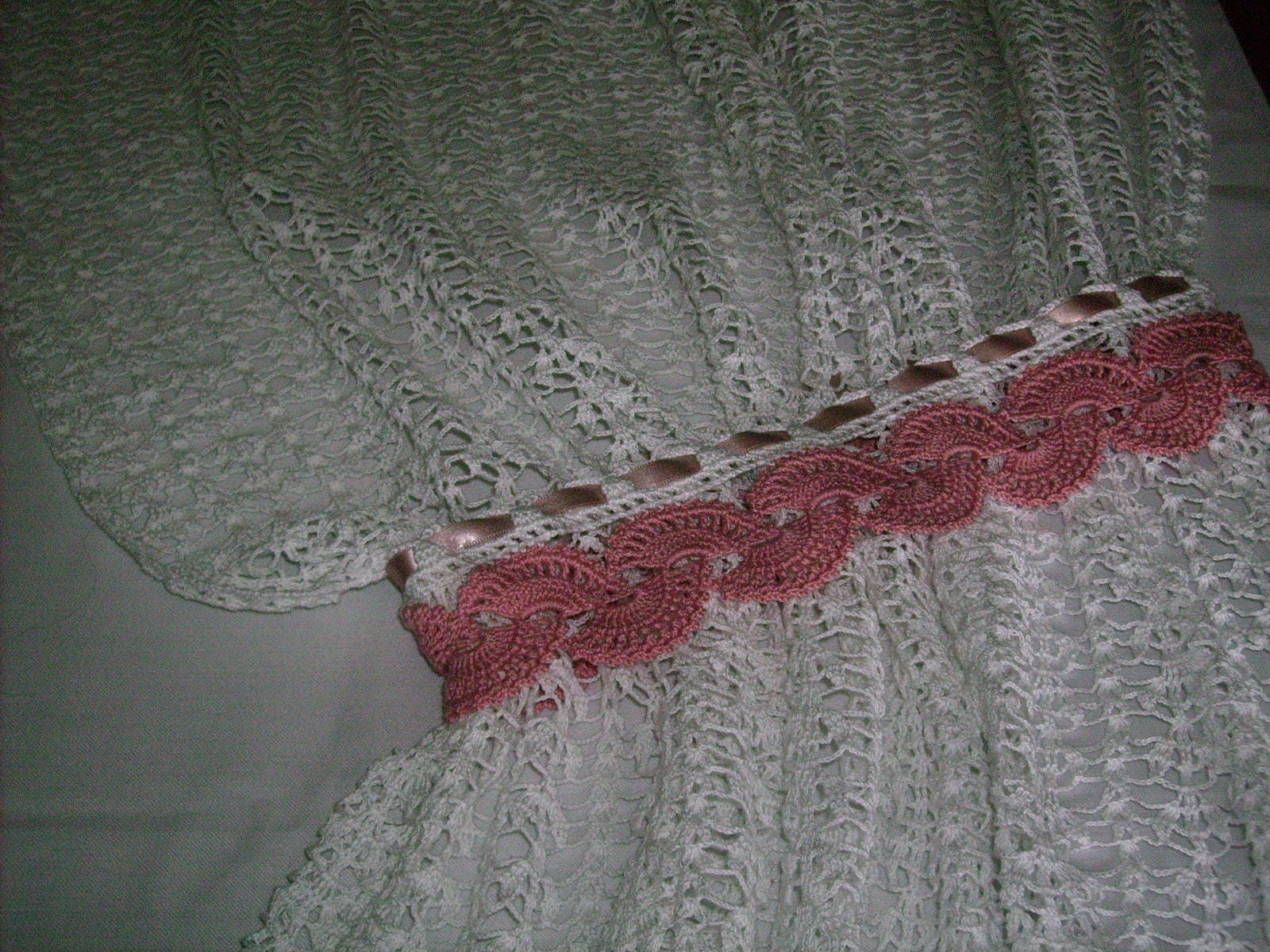 Paires d'embrasses à Rideaux Éventail Rose et Blanc