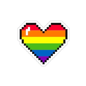 Rainbow Heart Pixel Art Gift for Geeks Nerds and All who loveDie-Cut Stickers