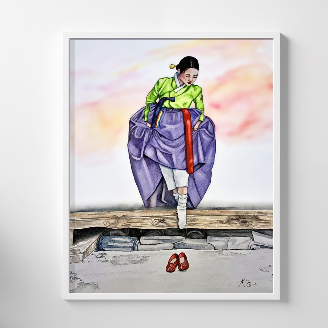Watercolor Painting Korean Art Hanbok Korean Watercolor Print Wall Art Home Decor Wall Decor Fine Art Etsy
