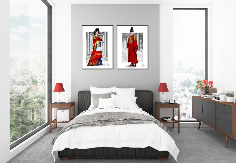 Korean Hanbok Painting Hanbok dress Watercolor Print Korea Art Print Fine Art Korean Painting Watercolor Korean Art