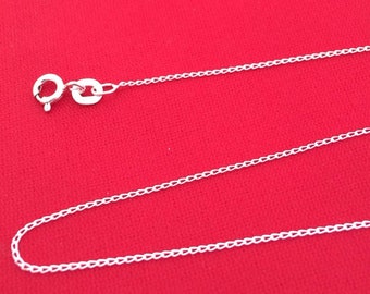 Solid 925 Sterling Silver Fine 1 mm 16 18 20 22 24 Inch Open Curb Chain Necklace