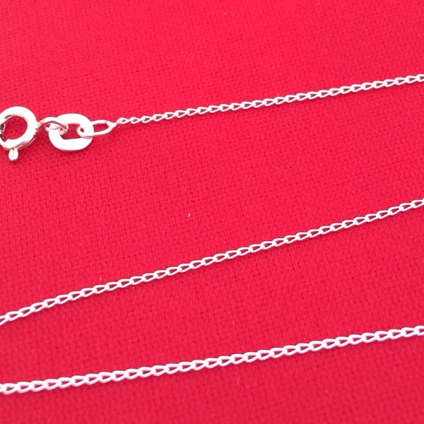 Solid 925 Sterling Silver 1.2 mm 16 18 20 22 or 24 Inch Open Curb Chain Necklace