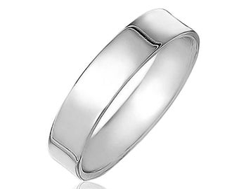 Handgefertigter flacher Ehering aus MASSIVEM 925er Sterlingsilber mit Daumen-Midi-Ring 4 mm G - Z+3