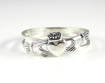 Handmade 925 SOLID Sterling Silver Irish Celtic Claddagh Love Ring Sizes L to T