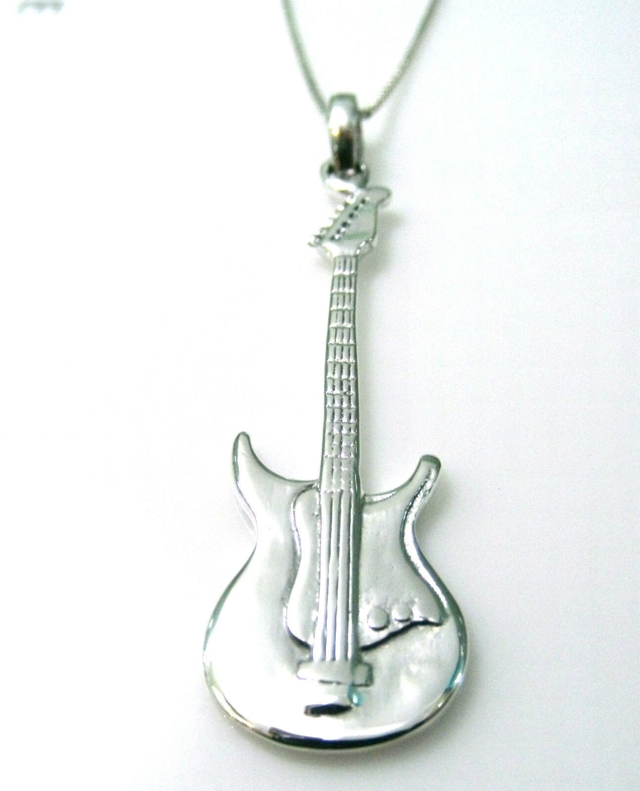 Solid 925 Sterling Silver Electric Guitar Pendant Sold Solid 925 Sterling Silver Electric Guitar Pendant Sold