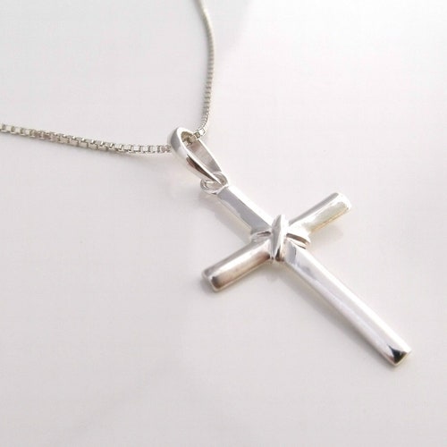 Mens Necklace Cross Charm Pendant in Sterling Silver 925 - Etsy
